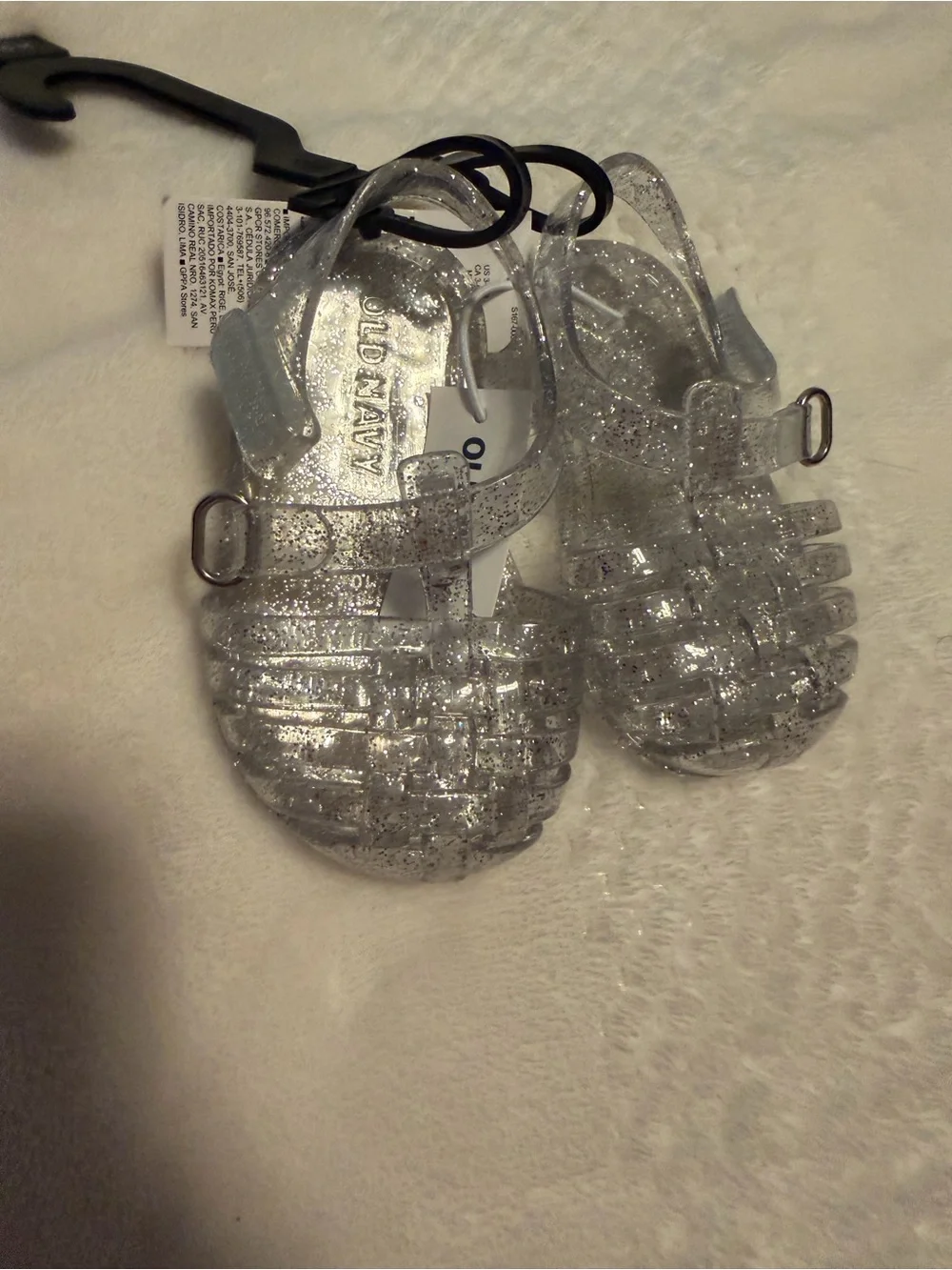 Old Navy Clear Silver Glitter Jelly Sandals for Kids